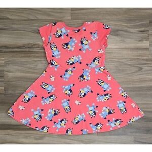Kids Casual Dress with Bluey Cartoon Print - Pink Size 5T